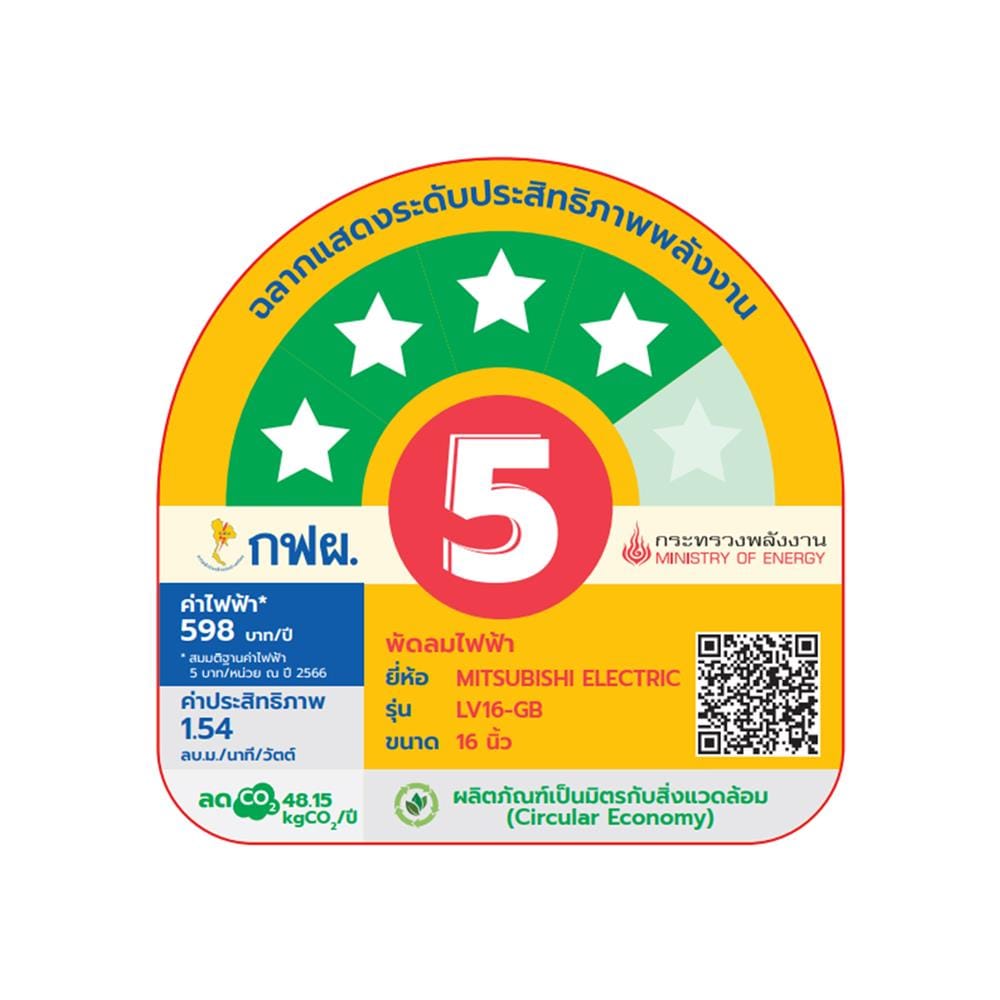 พัดลมตั้งพื้น 16 นิ้ว MITSUBISHI LV16-GB WH สีขาว
