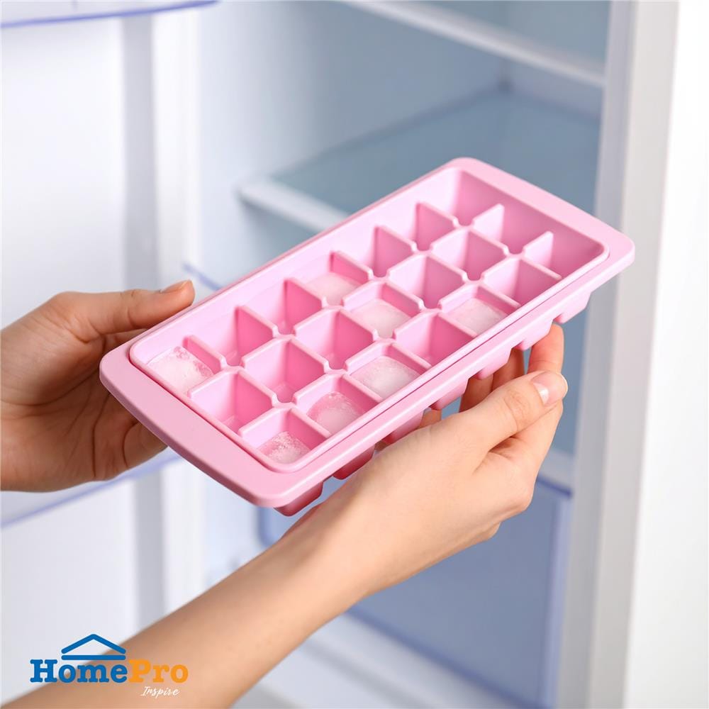 ที่ทำน้ำแข็งมีฝาปิด 21 ช่อง KECH สีชมพู (แพ็ก 1 แถม 1)