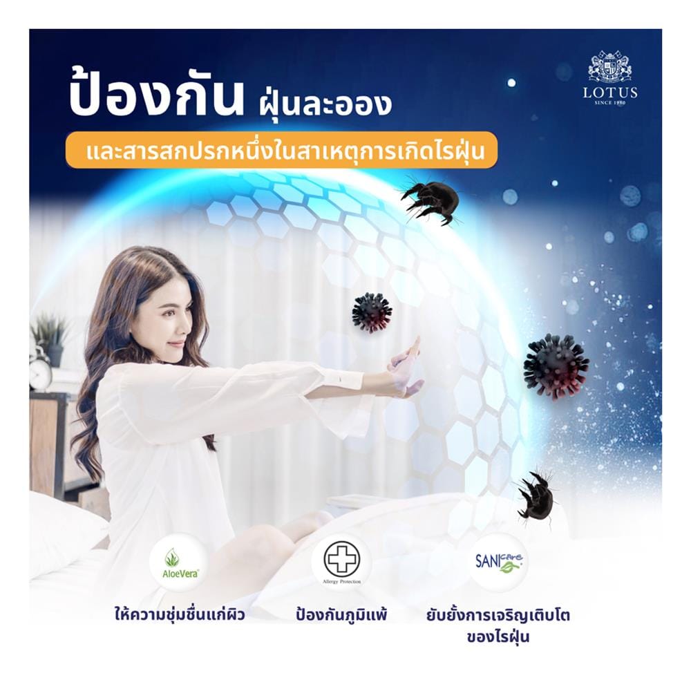 ที่นอนพ็อกเก็ตสปริง 5 ฟุต สุญญากาศ LOTUS รุ่น ASLEEP I พร้อมหมอนหนุน 2 ใบ