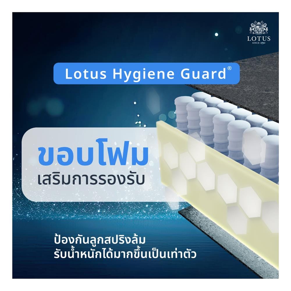 ที่นอนพ็อกเก็ตสปริง 6 ฟุต สุญญากาศ LOTUS รุ่น ASLEEP III พร้อมหมอนหนุน 2 ใบ
