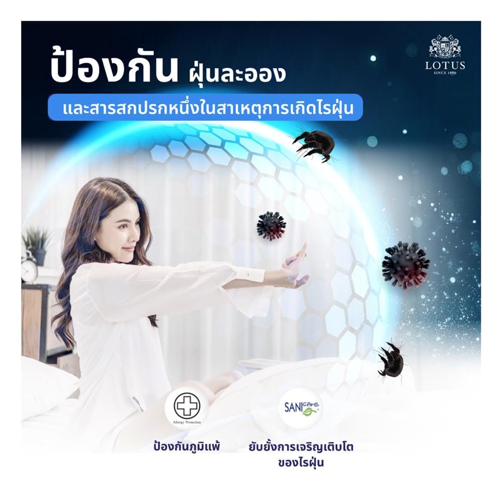 ที่นอนพ็อกเก็ตสปริง 5 ฟุต สุญญากาศ LOTUS รุ่น ASLEEP III พร้อมหมอนหนุน 2 ใบ