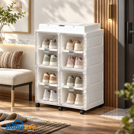 ชั้นวางรองเท้า 8 ช่อง พร้อมระบบเป่าแห้ง อุ่น และกำจัดกลิ่น STACKO CLAIRE 53.5X34X76 ซม. สีขาว_0