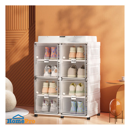 ชั้นวางรองเท้า 8 ช่อง พร้อมระบบเป่าแห้ง อุ่น และกำจัดกลิ่น STACKO CLAIRE 53.5X34X76 ซม. สีขาว_6