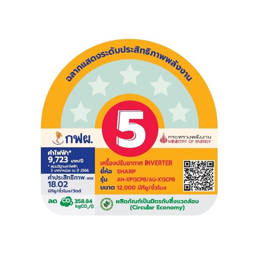 แอร์ผนัง SHARP AH-XP13CPB 12000 บีทียู อินเวอร์เตอร์