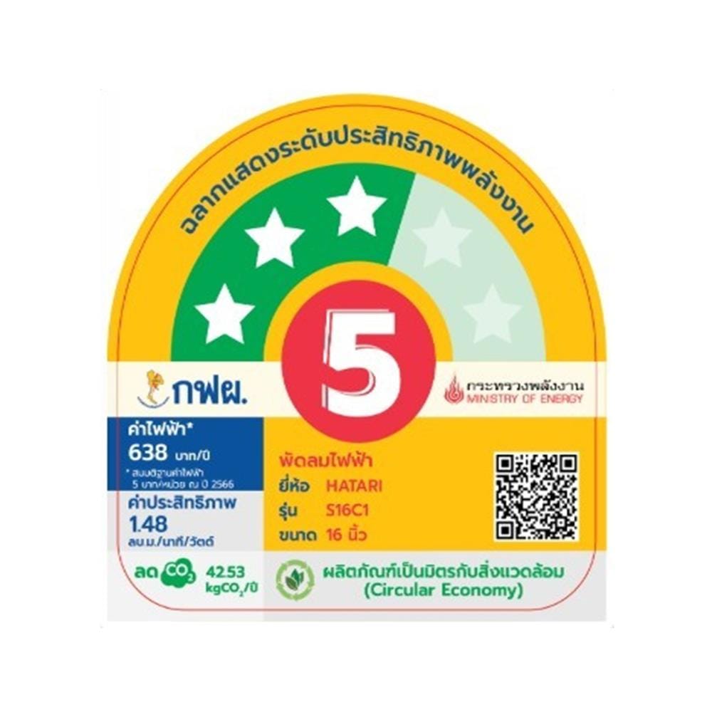 พัดลมสไลด์ 16 นิ้ว HATARI S16C1 สีชมพู