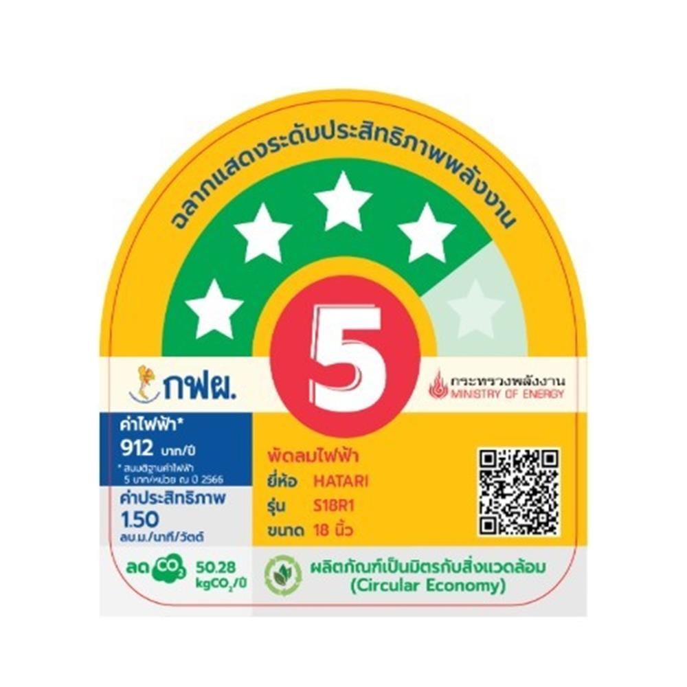 พัดลมสไลด์ 18 นิ้ว HATARI S18R1 สีขาว