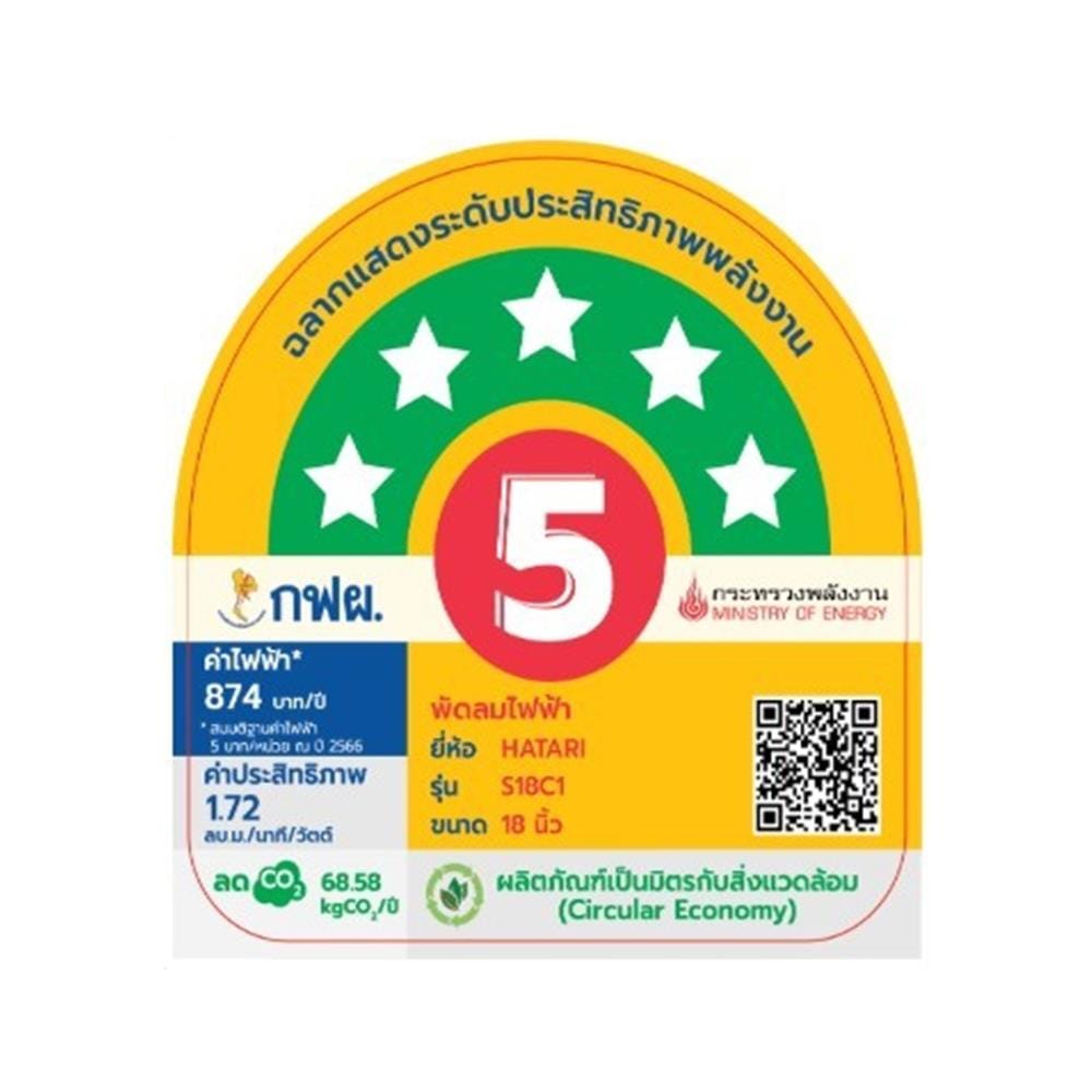 พัดลมสไลด์ 18 นิ้ว HATARI S18C1 สีฟ้า