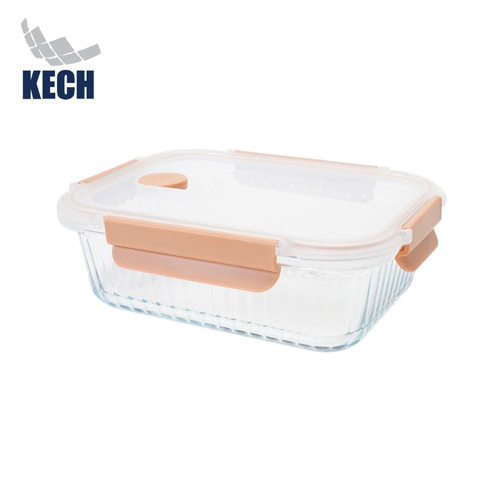 กล่องอาหารแก้วเหลี่ยม KECH RUSSELL 1.05 ลิตร สีพีช