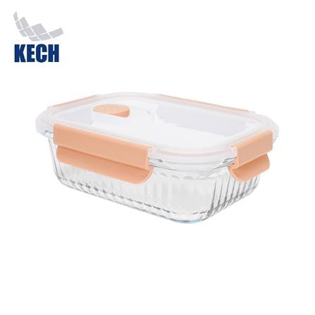 กล่องอาหารแก้วเหลี่ยม KECH RUSSELL 0.64 ลิตร สีพีช_0