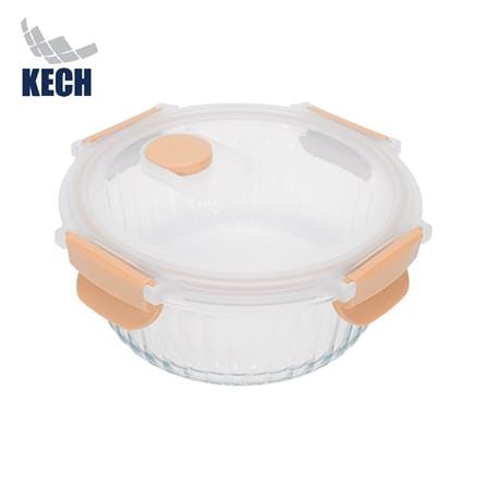 กล่องอาหารแก้วกลม KECH RUSSELL 0.65 ลิตร สีพีช_1