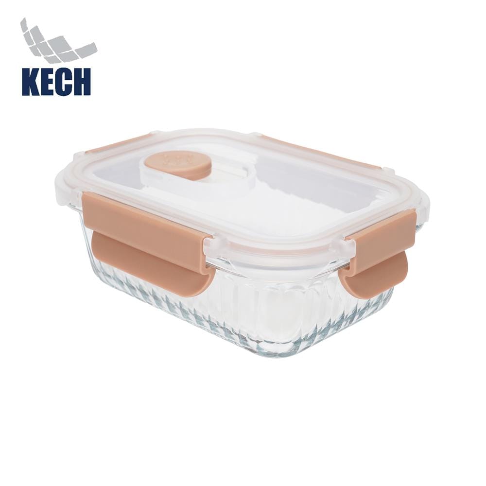 กล่องอาหารแก้วเหลี่ยม KECH RUSSELL 0.37 ลิตร สีพีช