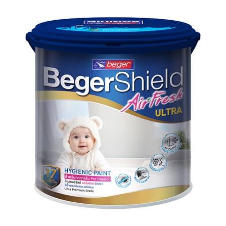 สีน้ำทาภายใน ชนิดกึ่งเงา BEGER BEGERSHIELD AIRFRESH ULTRA สีขาว BASE D 1 แกลลอน_0