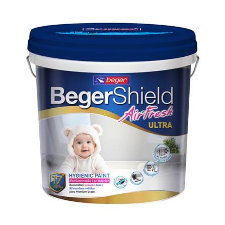 สีน้ำทาภายใน ชนิดกึ่งเงา BEGER BEGERSHIELD AIRFRESH ULTRA สีขาว BASE A 2.5 แกลลอน_0