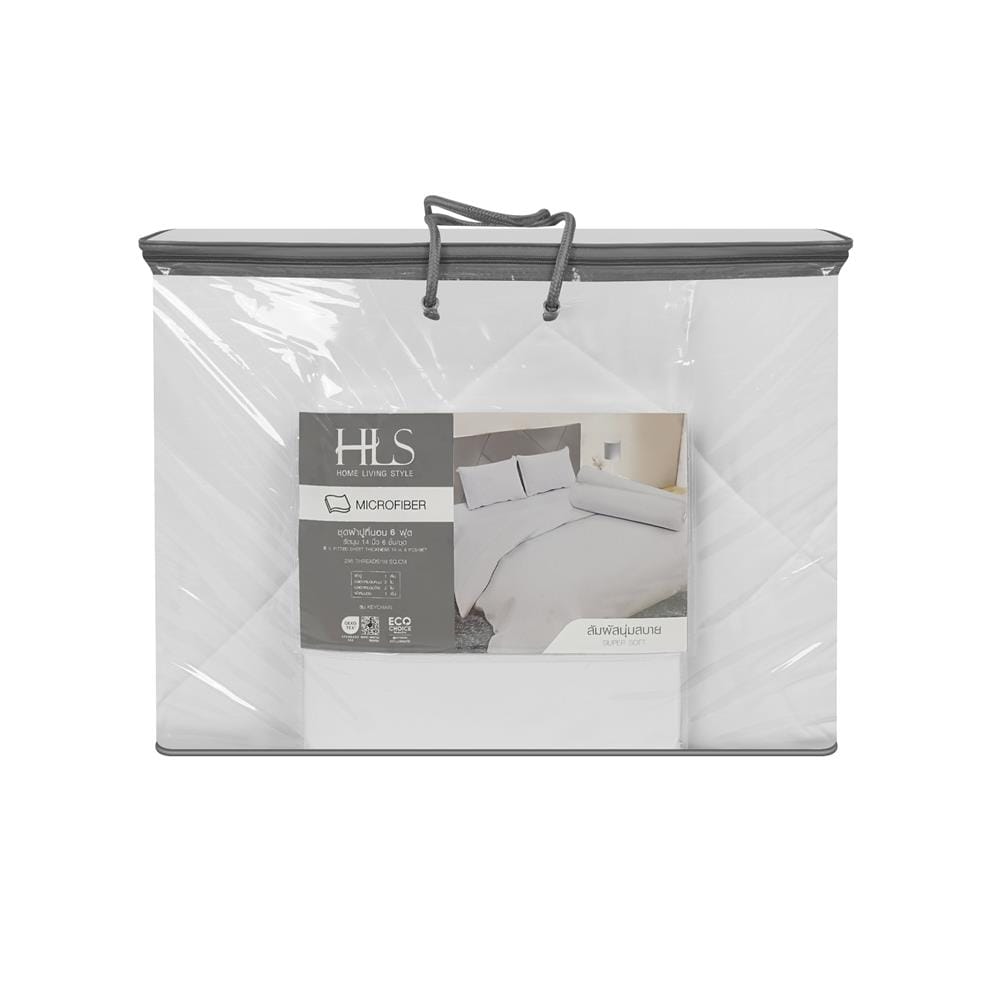 ชุดผ้าปูที่นอน 6 ฟุต (ชุด 6 ชิ้น) HOME LIVING STYLE MULTI-CURVE สี LIGHT GREY