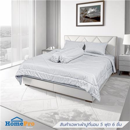 ชุดผ้าปูที่นอน 5 ฟุต (ชุด 6 ชิ้น) HOME LIVING STYLE KEYCHAIN สี GREY_0