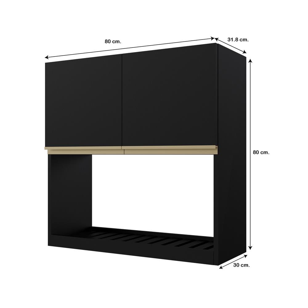ตู้แขวนคว่ำจานเรียบ JUPITER JUVENTAS 80x80 ซม. สีดำ