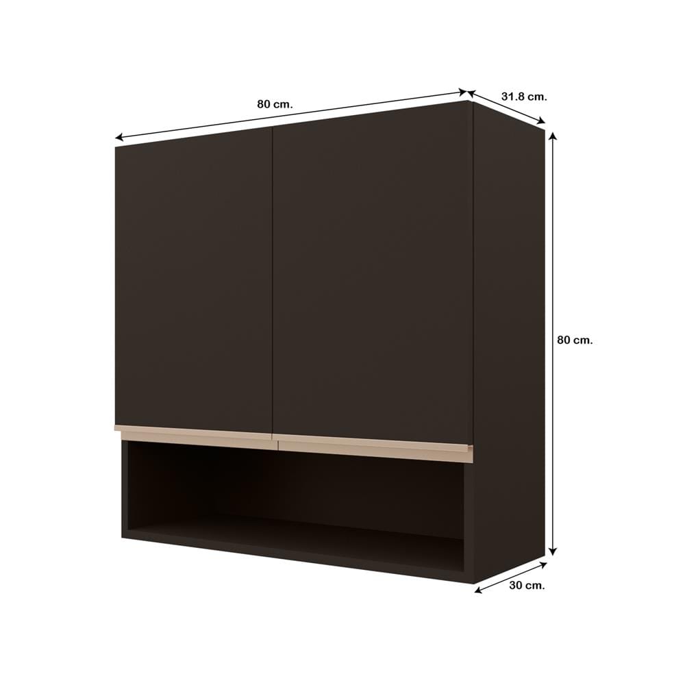 ตู้แขวนคู่เรียบช่องโล่ง JUPITER JUVENTAS 80x80 ซม. สีน้ำตาล