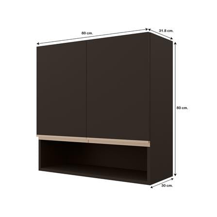 ตู้แขวนคู่เรียบช่องโล่ง JUPITER JUVENTAS 80x80 ซม. สีน้ำตาล_4