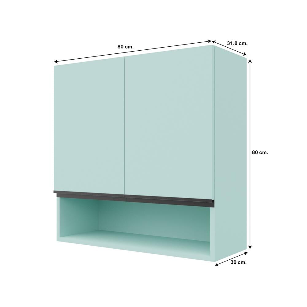 ตู้แขวนคู่เรียบช่องโล่ง D2 JUPITER JUVENTAS 80x80 ซม. สีเขียว