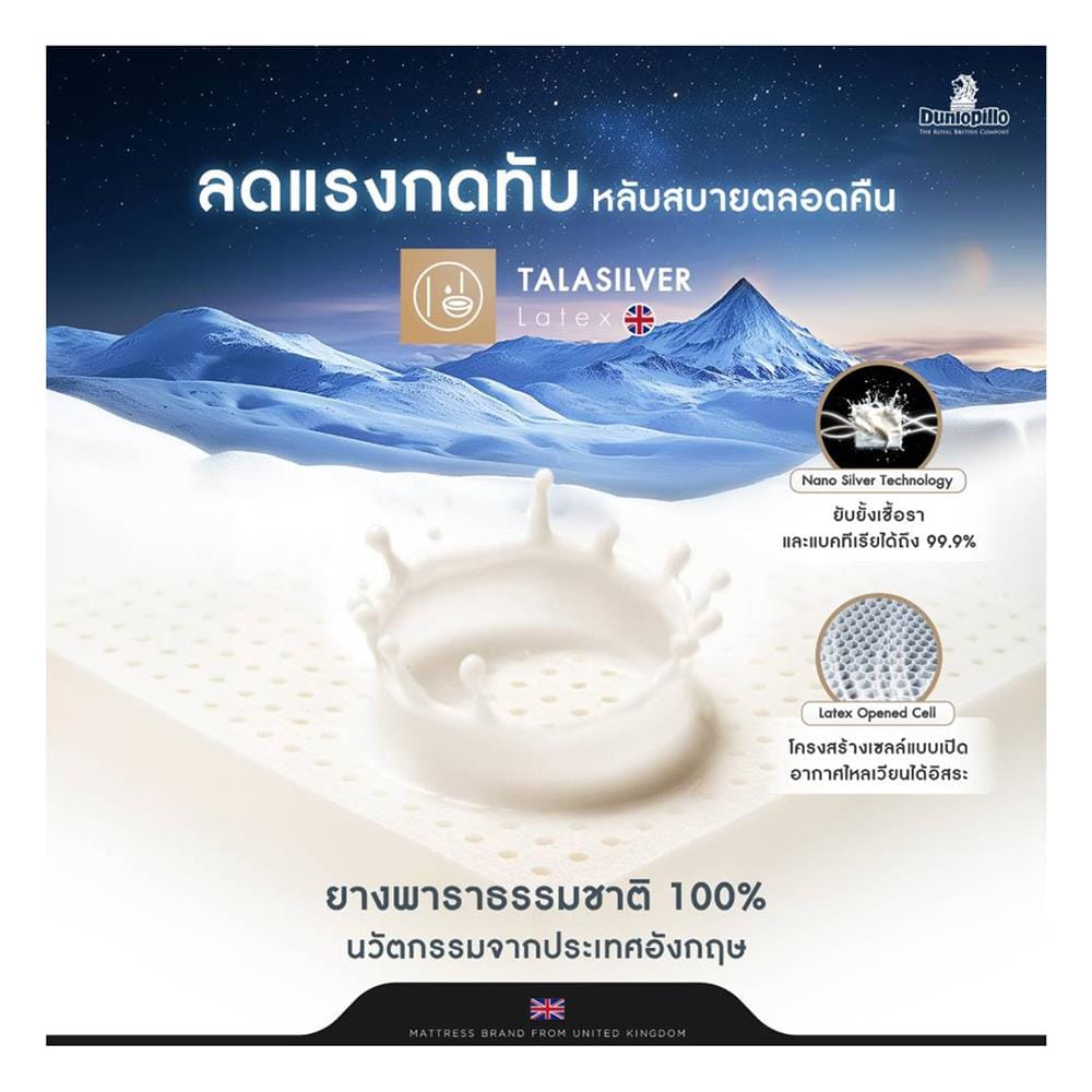 ที่นอนไฮบริด 6 ฟุต DUNLOPILLO รุ่น EXTRA GRACE พร้อมชุดเครื่องนอน 6 ชิ้น