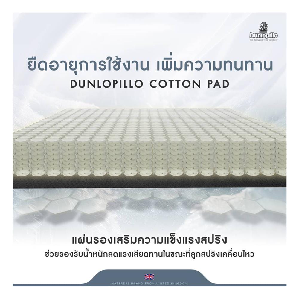 ที่นอนพ็อกเก็ตสปริง 5 ฟุต สุญญากาศ DUNLOPILLO รุ่น STRATFORD พร้อมหมอนหนุน 2 ใบ