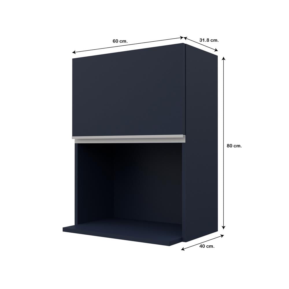 ตู้แขวนไมโครเวฟเรียบ JUPITER JUVENTAS 60x80 ซม. สีน้ำเงิน