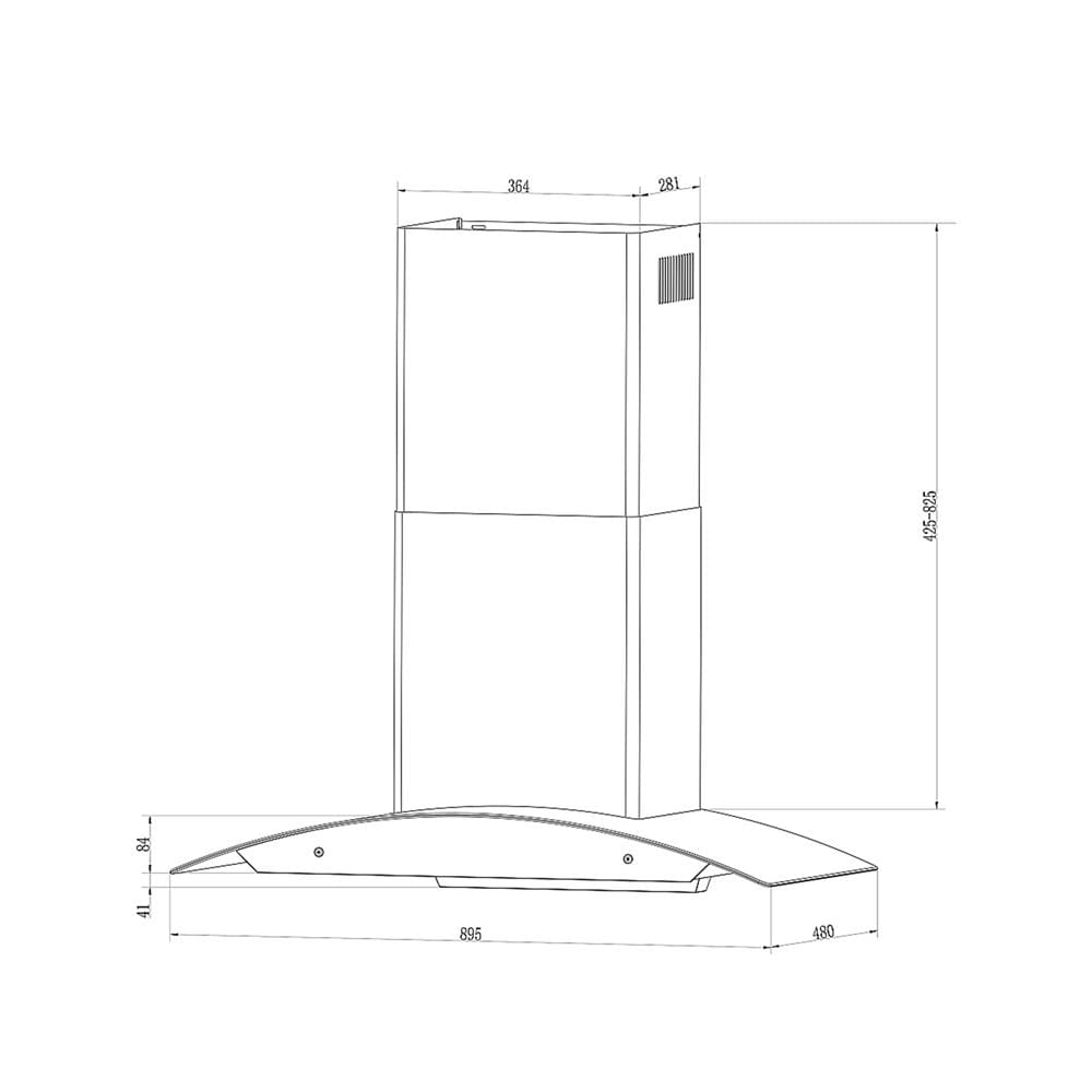 เครื่องดูดควันกระโจม LINEA NCW 90 T30 BLACK 90 ซม.
