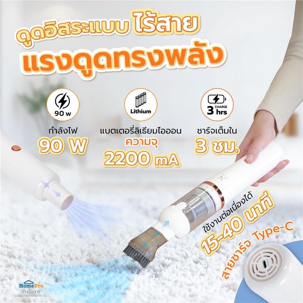 เครื่องดูดฝุ่นแบบด้าม NIKITO NK-HHV01 สีขาว