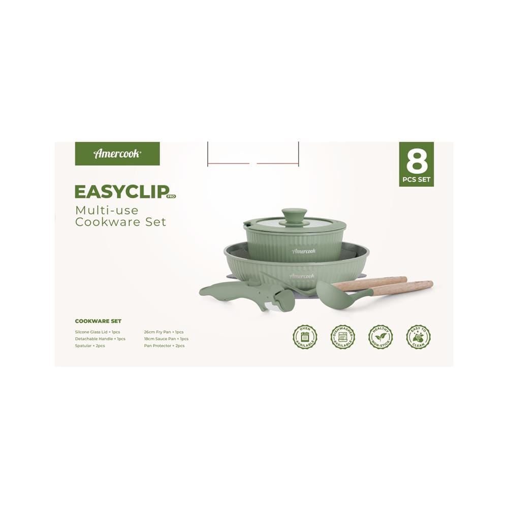 ชุดเครื่องครัว AMERCOOK EASY CLIP PRO IH (แพ็ก 8 ชิ้น)