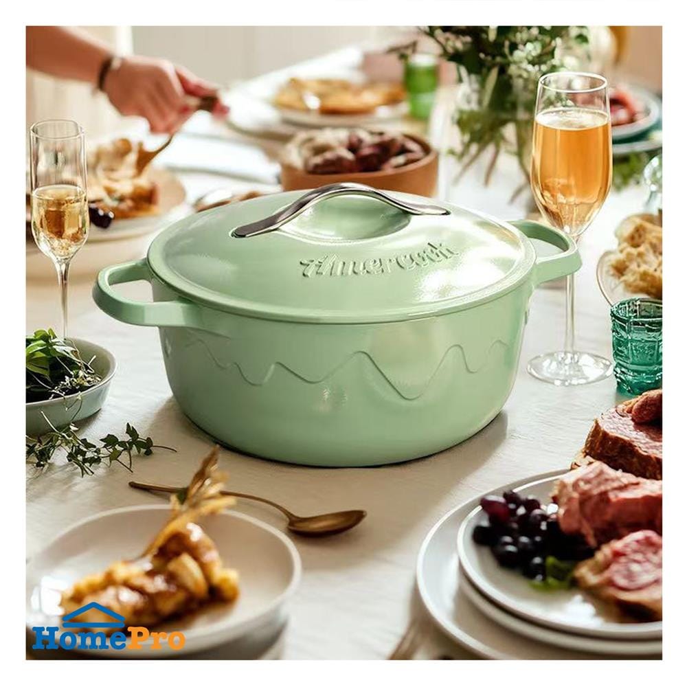 หม้อเหล็กหล่อพร้อมฝา 22 ซม. AMERCOOK ALFETTA SIGNATURE GREEN IH