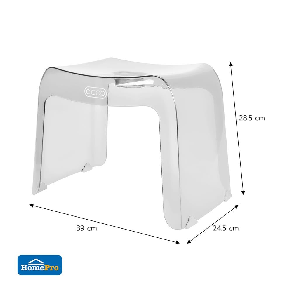 เก้าอี้เตี้ยพลาสติก ACCO SIZE M 39X24.5X28.5 ซม. สีใส