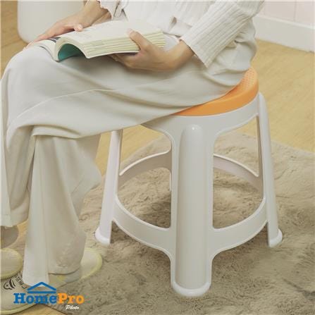 เก้าอี้พลาสติก SPRING BEST CHAIR สีขาว/ส้ม_4