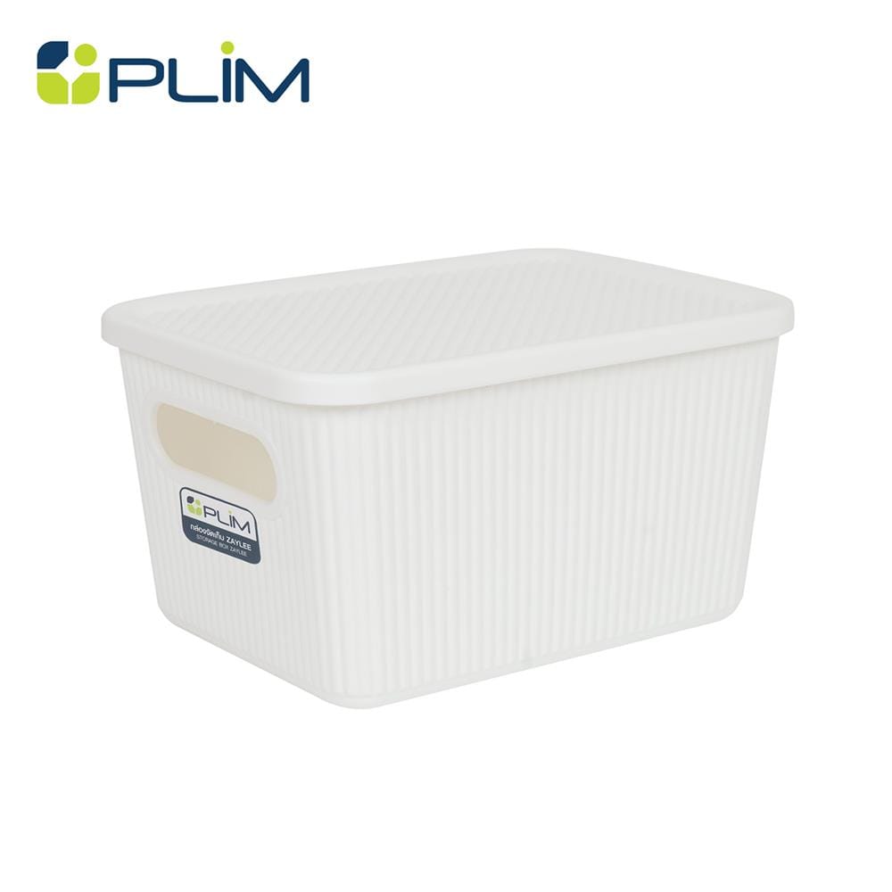 กล่องจัดเก็บผ้ามีฝา PLIM ZAYLEE SIZE S สีขาว