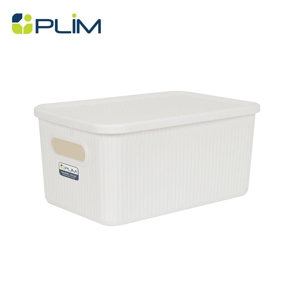 กล่องจัดเก็บผ้ามีฝา PLIM ZAYLEE SIZE M สีขาว