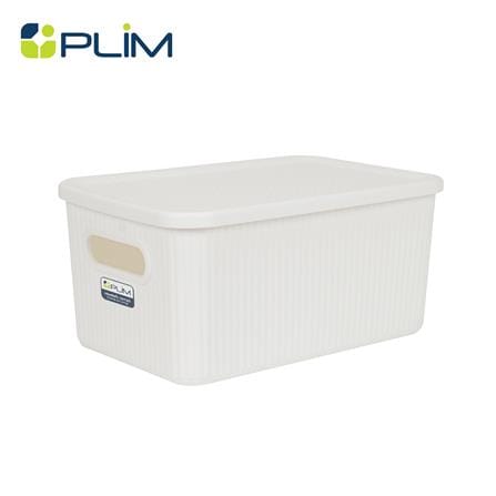 กล่องจัดเก็บผ้ามีฝา PLIM ZAYLEE SIZE M สีขาว_0