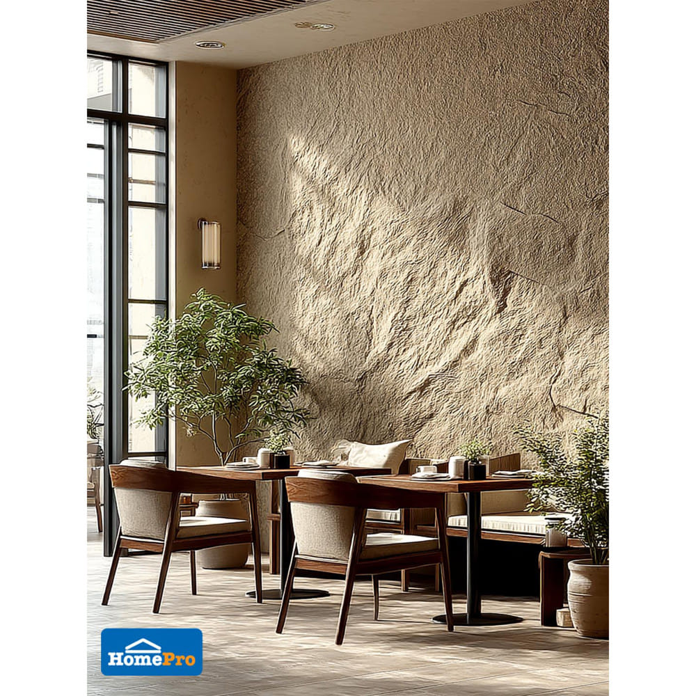 แผ่นตกแต่งผนัง PU 60x120 ซม. TARA ROCK STONE BROWN