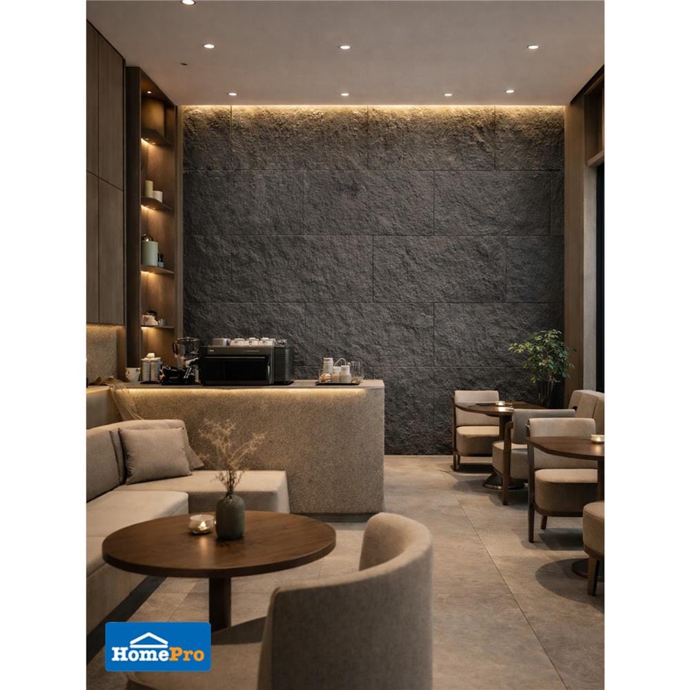 แผ่นตกแต่งผนัง PU 60x120 ซม. TARA ROCK STONE BLACK