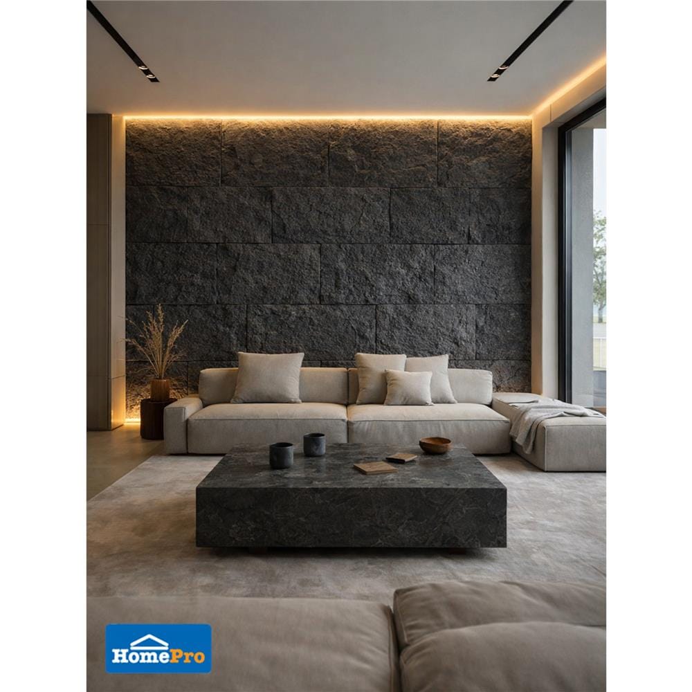 แผ่นตกแต่งผนัง PU 60x120 ซม. TARA ROCK STONE BLACK