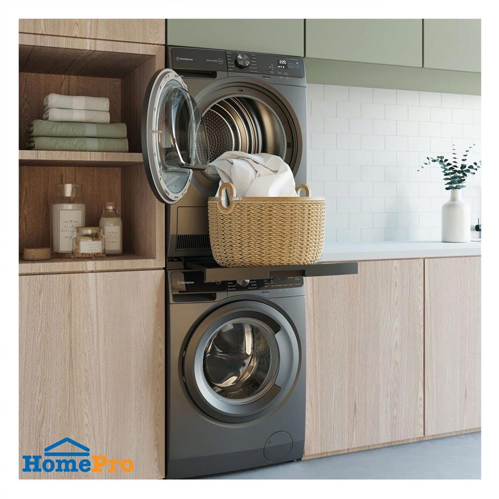 ชุดวางซ้อนเครื่องซักผ้าและเครื่องอบผ้า ELECTROLUX STA9GD3 สีเทาเข้ม