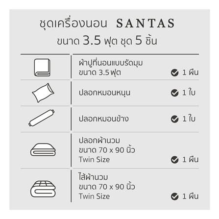 ชุดผ้าปูที่นอน 3.5 ฟุต (ชุด 5 ชิ้น) SANTAS COTTON USA DAINTY NA_7