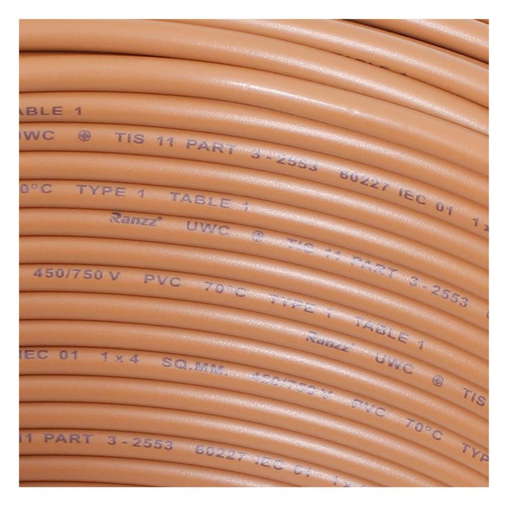สายไฟ THW IEC01 RANZZ 1x4 ตร.มม. 100 ม. สีน้ำตาล