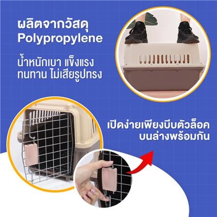 กรงสัตว์เลี้ยงพกพา PETUS 48 ซม. สีกาแฟเขียว_4