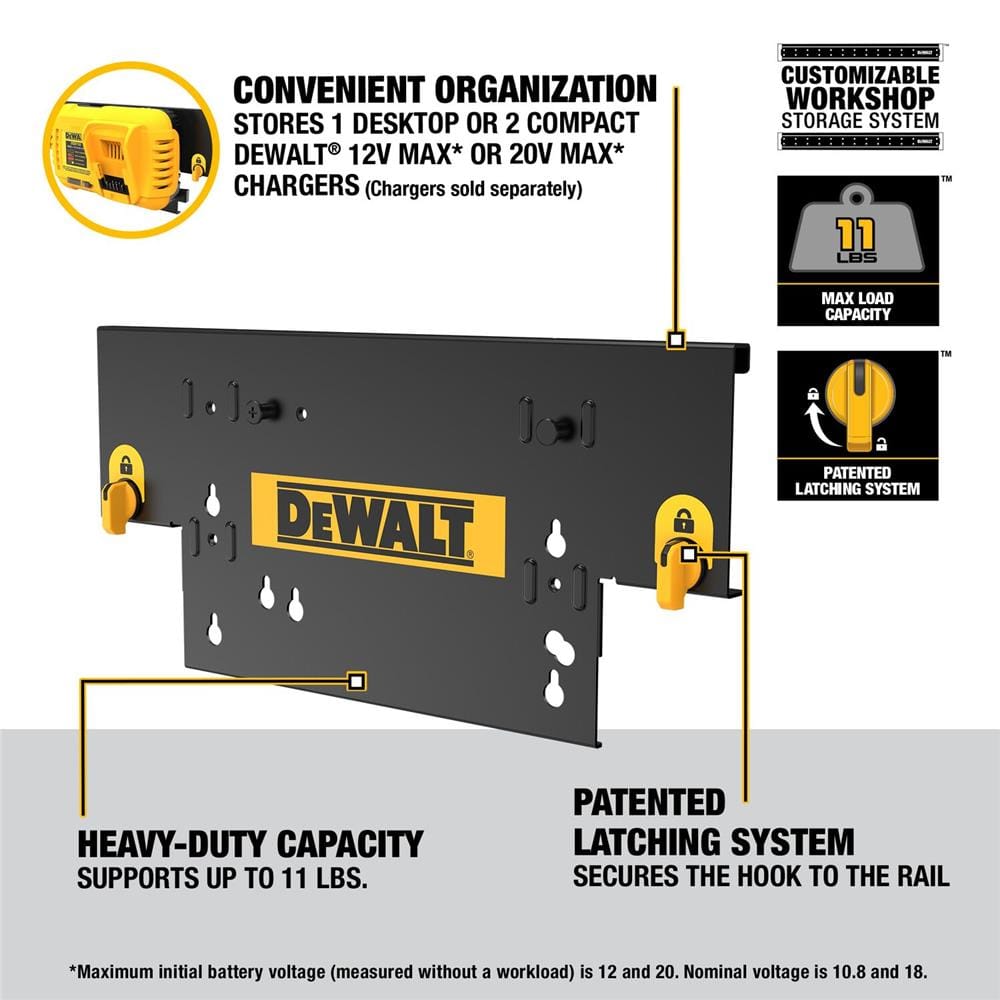 ที่เก็บแท่นชาร์จแบบติดราง DEWALT DWST82821 สีเหลือง/ดำ