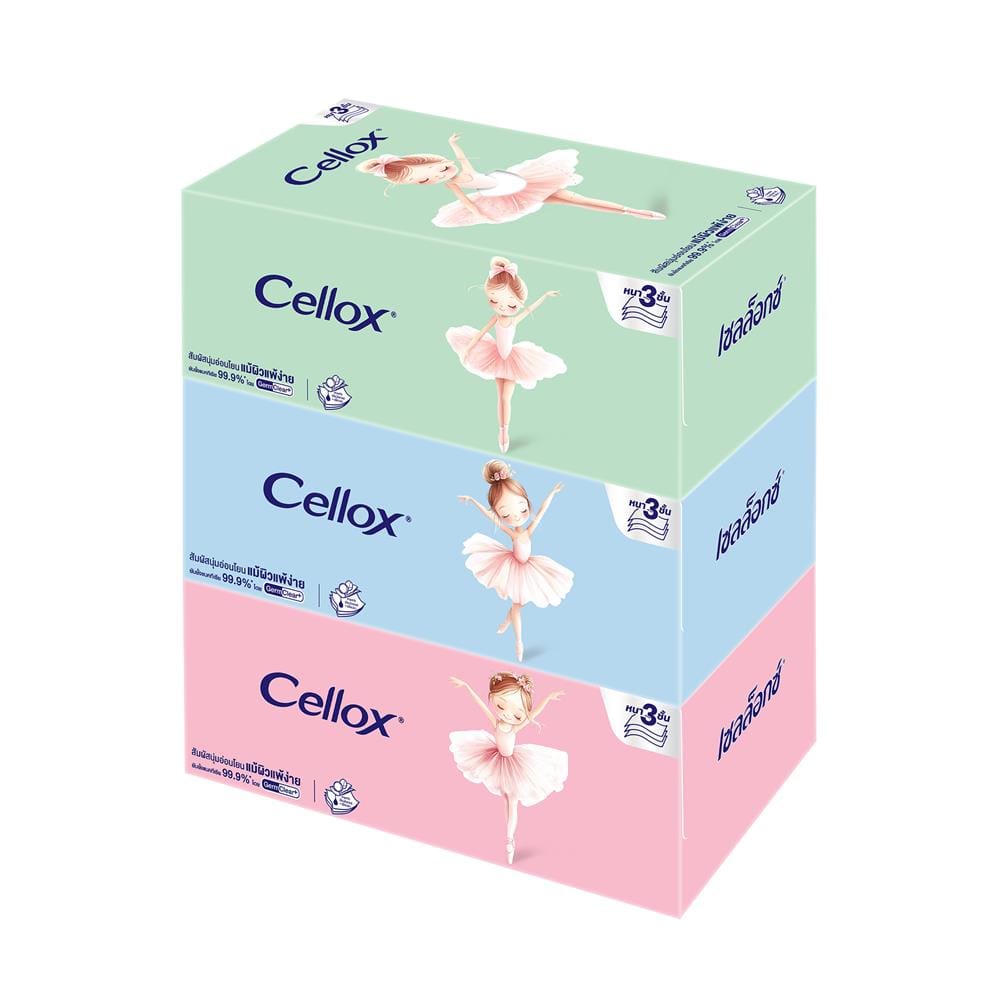 กระดาษเช็ดหน้า CELLOX ฺTRENDY 3PLY (แพ็ก 3 ชิ้น)