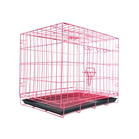 กรงสัตว์เลี้ยงพับได้ PETUS 60X43 ซม. สีชมพู_0