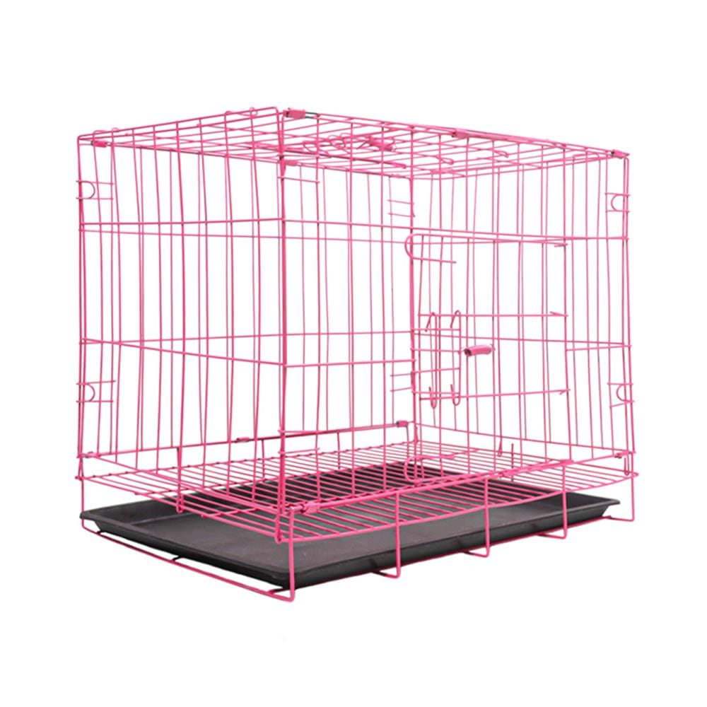 กรงสัตว์เลี้ยงพับได้ PETUS 50X34 ซม. สีชมพู