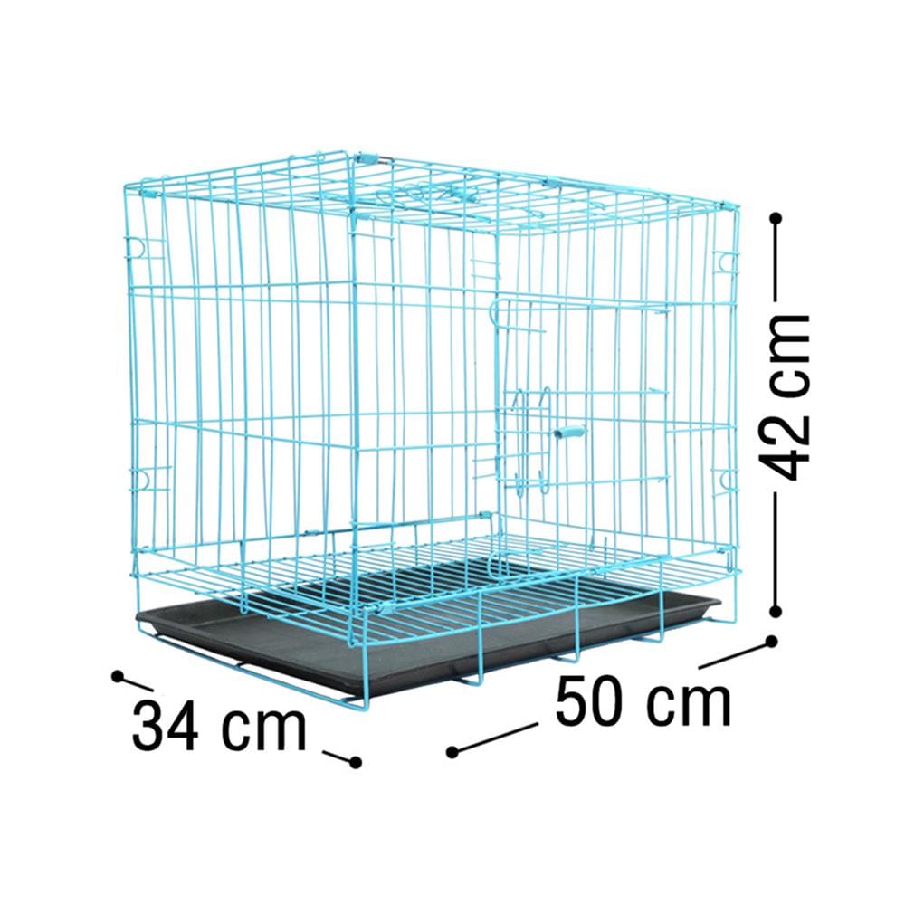 กรงสัตว์เลี้ยงพับได้ PETUS 50X34 ซม. สีฟ้า