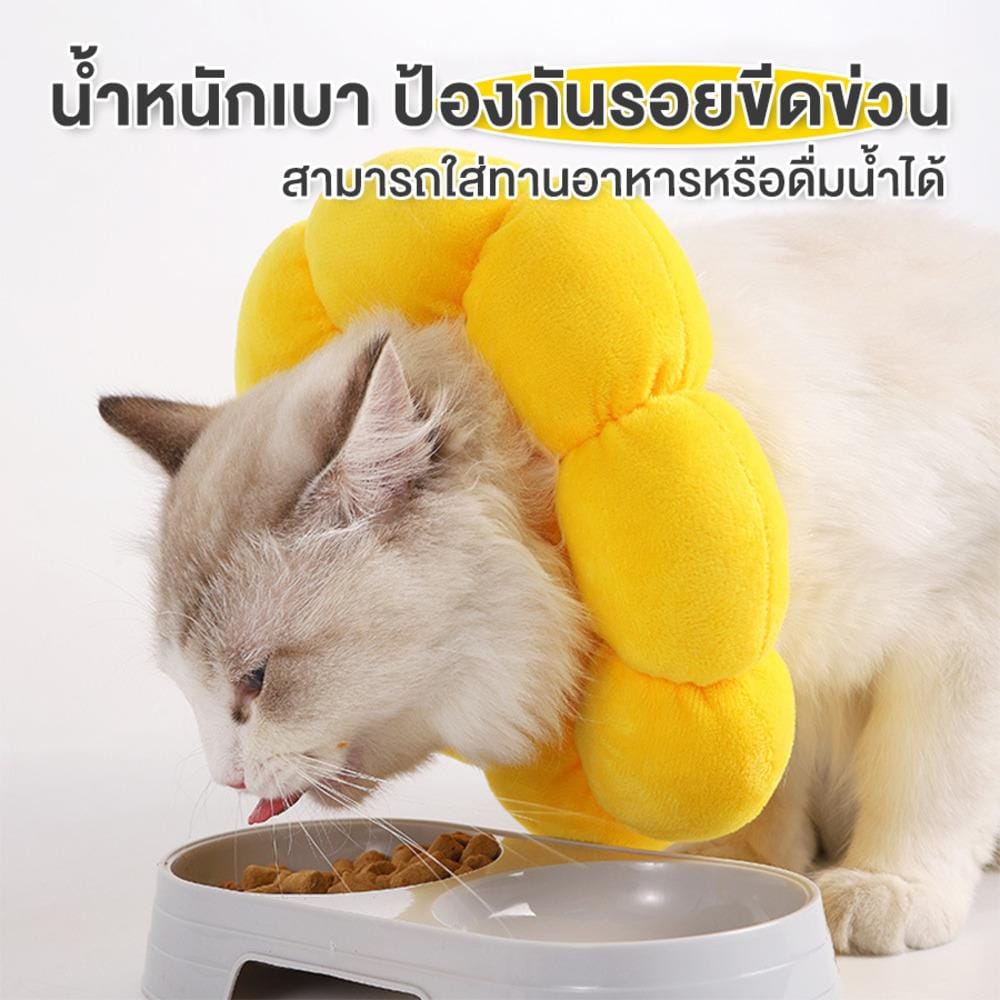 ปลอกคอสัตว์เลี้ยงกันเลีย PETUS รูปทานตะวัน ไซซ์ XS สีเหลือง