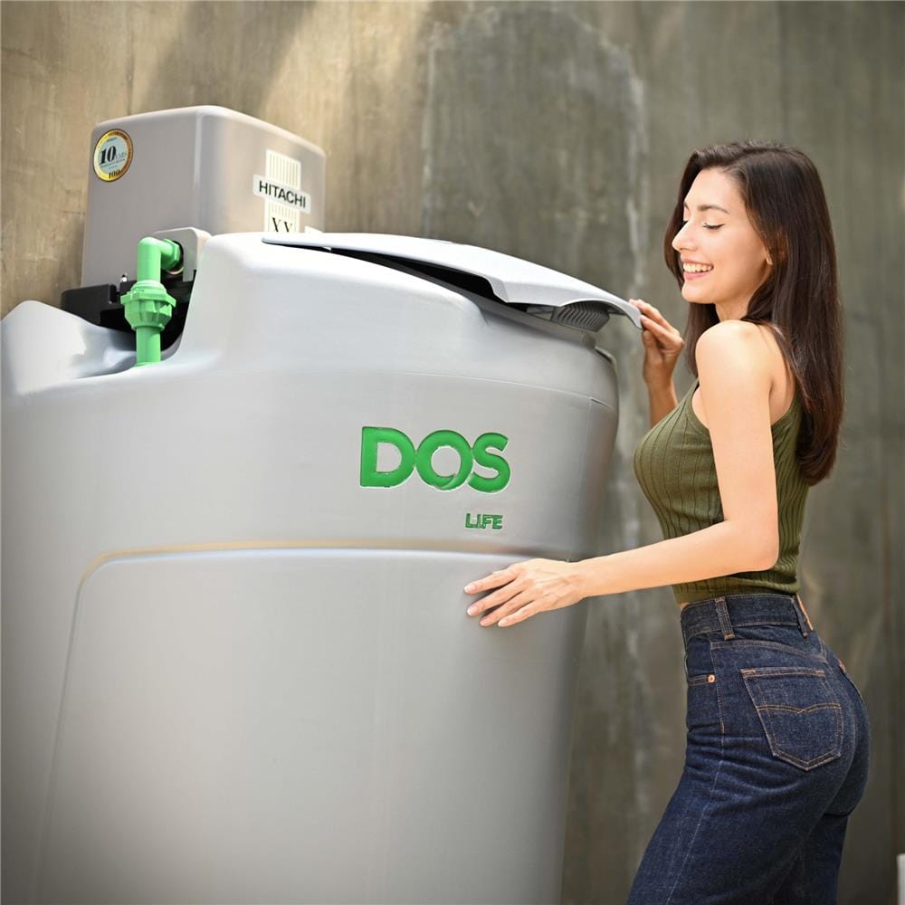 ถังเก็บน้ำ DOS WATER PAC DX5 GG1000 ลิตร+ปั๊มน้ำ HITACHI TMPV300XX2 300W+เครื่องกรองน้ำใช้ DOS DP-WTP สีเทา