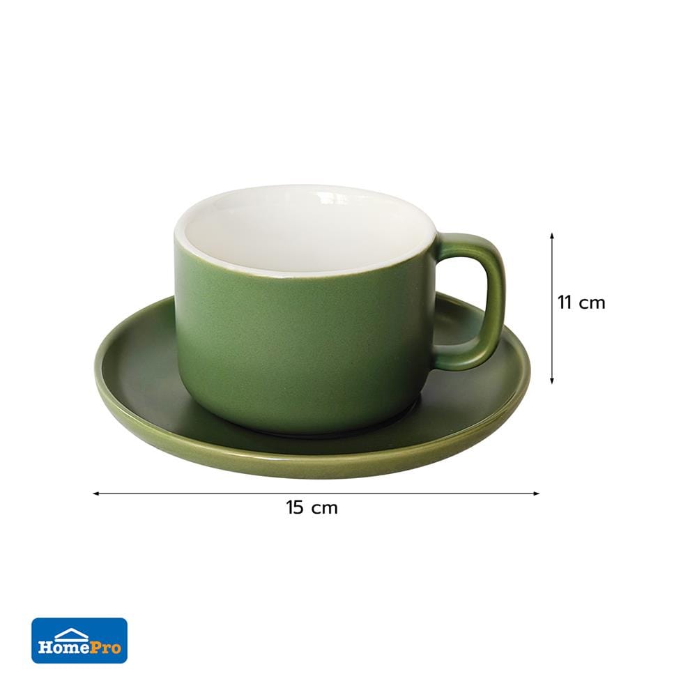 ชุดกาแฟ PORCELAIN 245 มล. KECH TWO TONE สีเขียว